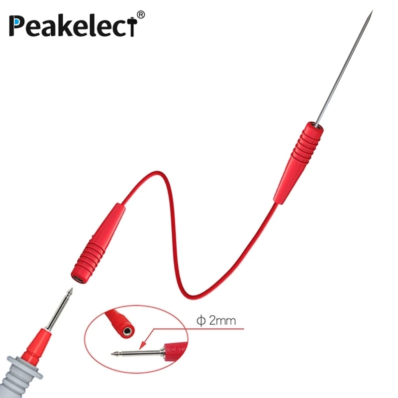 Peakelect P1046 0.7mm Sharp Puncture Needles Piercing Wires with 2mm Inner-spring Socket for Electronic Elactrical Testing