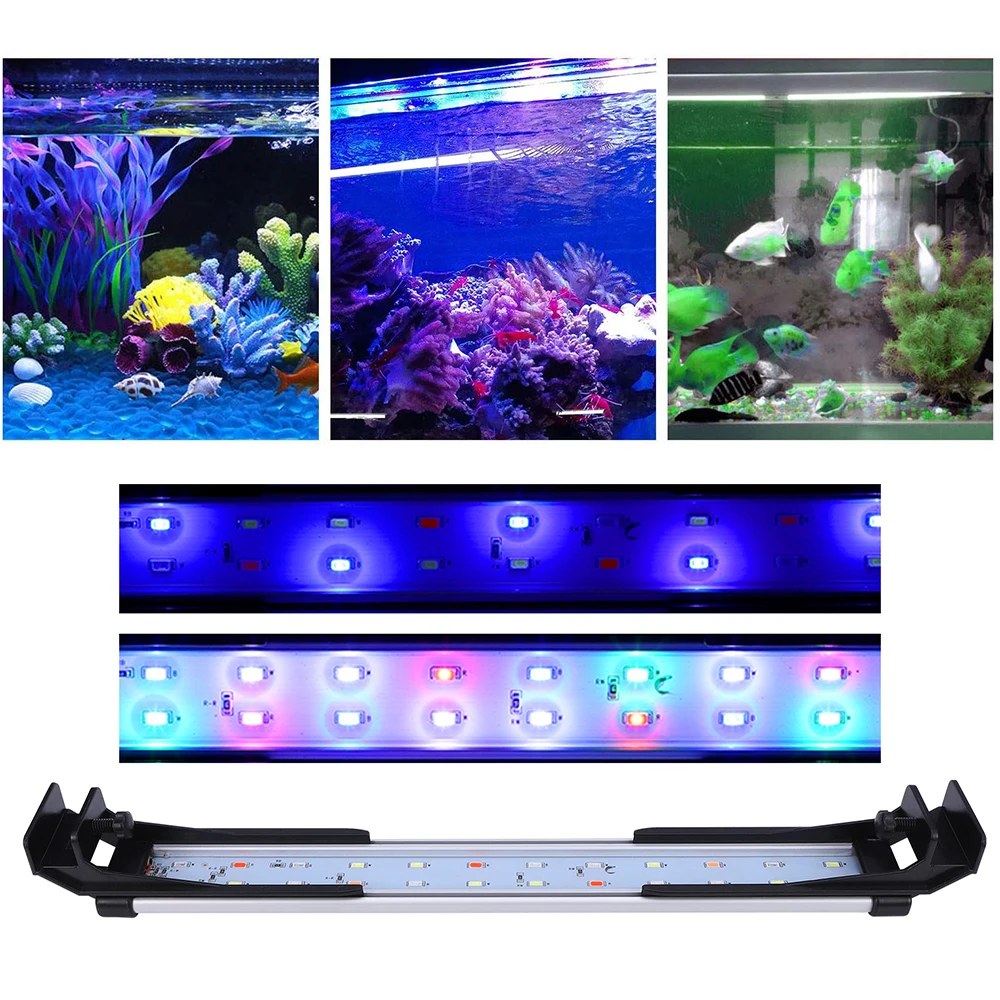 

22 32CM LED Aquarium Light Full Spectrum Growing Lights Timmer Fish Tank Lights Decoration Dimmer Clip Lamp + Extendable Bracket