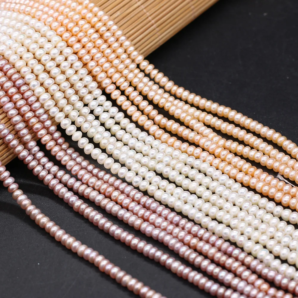 Fine 100% Natural Freshwater Pearl Beads Flat Shape Loose Beads Fit Jewelry Making DIY Bracelet Necklace Women Gifts Size 4-5mm