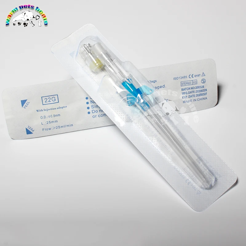 Disposable Dog Cat I. V. Cannula Animal Catheter Pet Catheters with Heparin Cap 22G 24G 26G Veterinary Tools