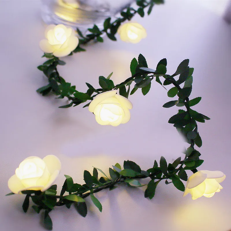 Luce per decorazioni natalizie per la casa 1.5 /3M LED Rose Flower String Lights ghirlanda Wedding Valentine Holiday Party Decor Lighting