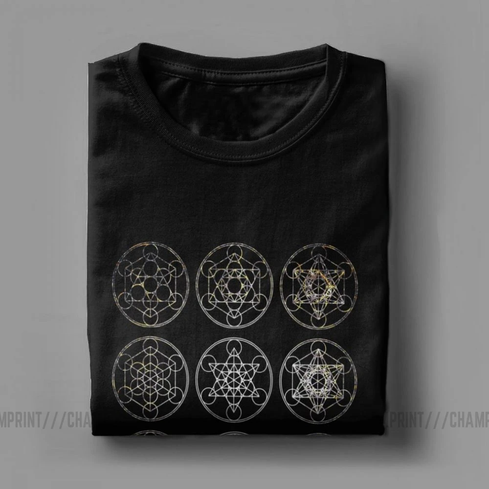 13 Circles Tight Cluster Galaxy Sacred Geometry T-Shirts Men Magic Mandala Vintage Cotton Tee Shirt Short Sleeve T Shirt