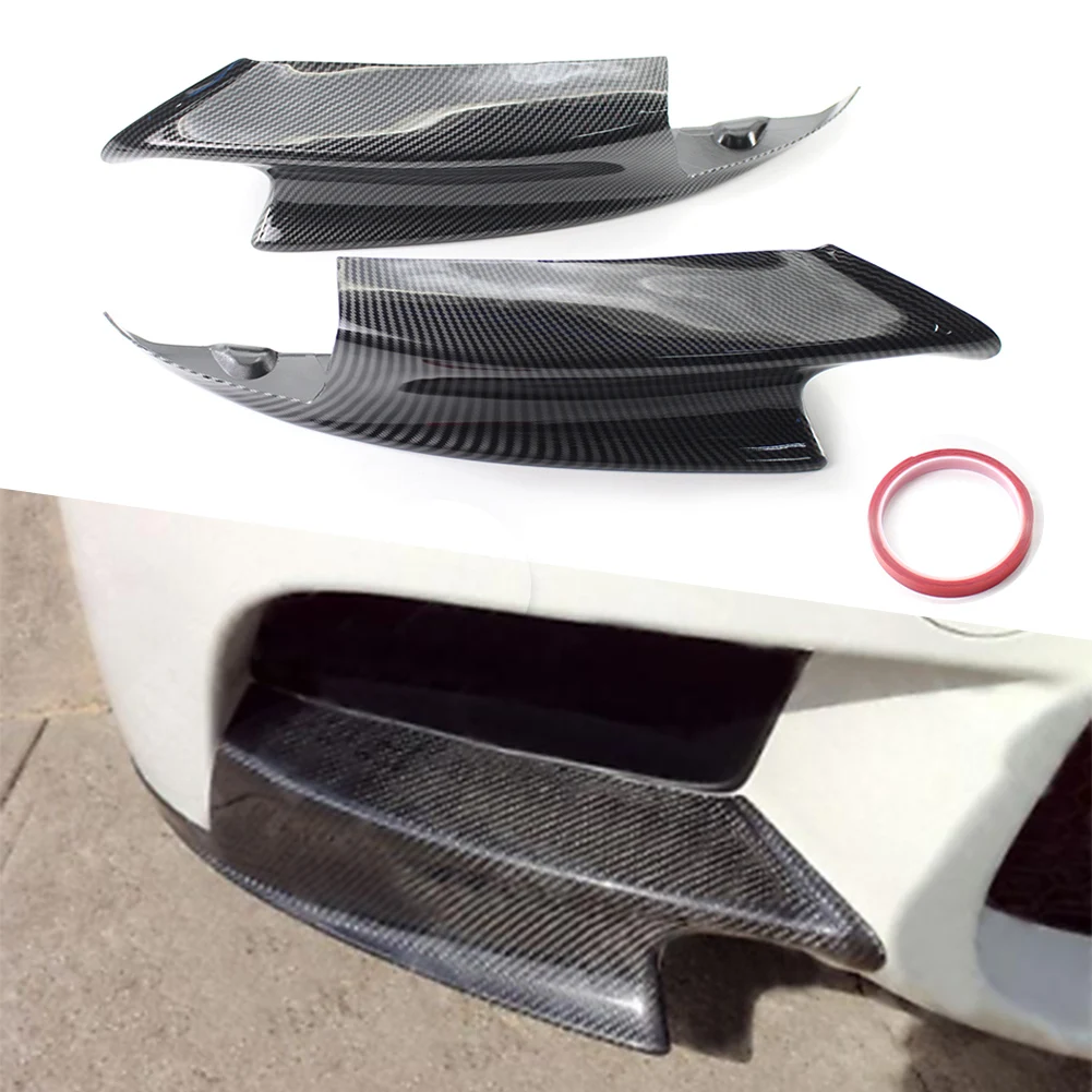 2Pcs Car Carbon Fiber Style Front Bumper Splitters Lip Spoiler ABS Trims For BMW E92 M3 3Series 2008 2009 2010 2011 2012 2013