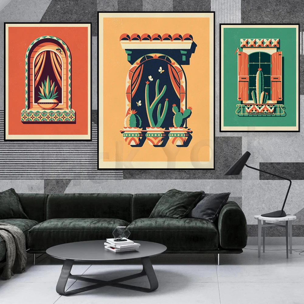 

Jalisco Art Print,Oaxaca Art Print,Veracruz Art Print (Southwestern/Mexico Window & Cactus/Succulent)