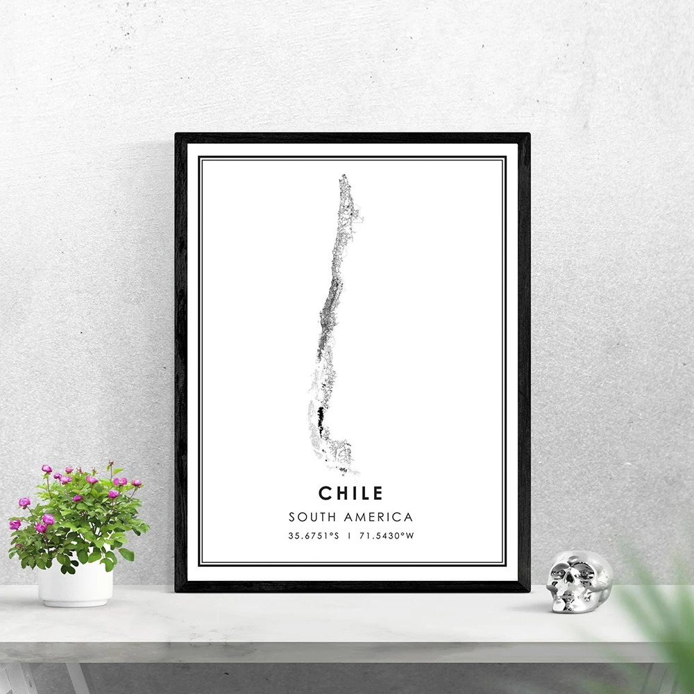 

Prints Chile South America Country Map Poster Modern Canvas Painting Abstract Wall Art For Living Room Home Decor