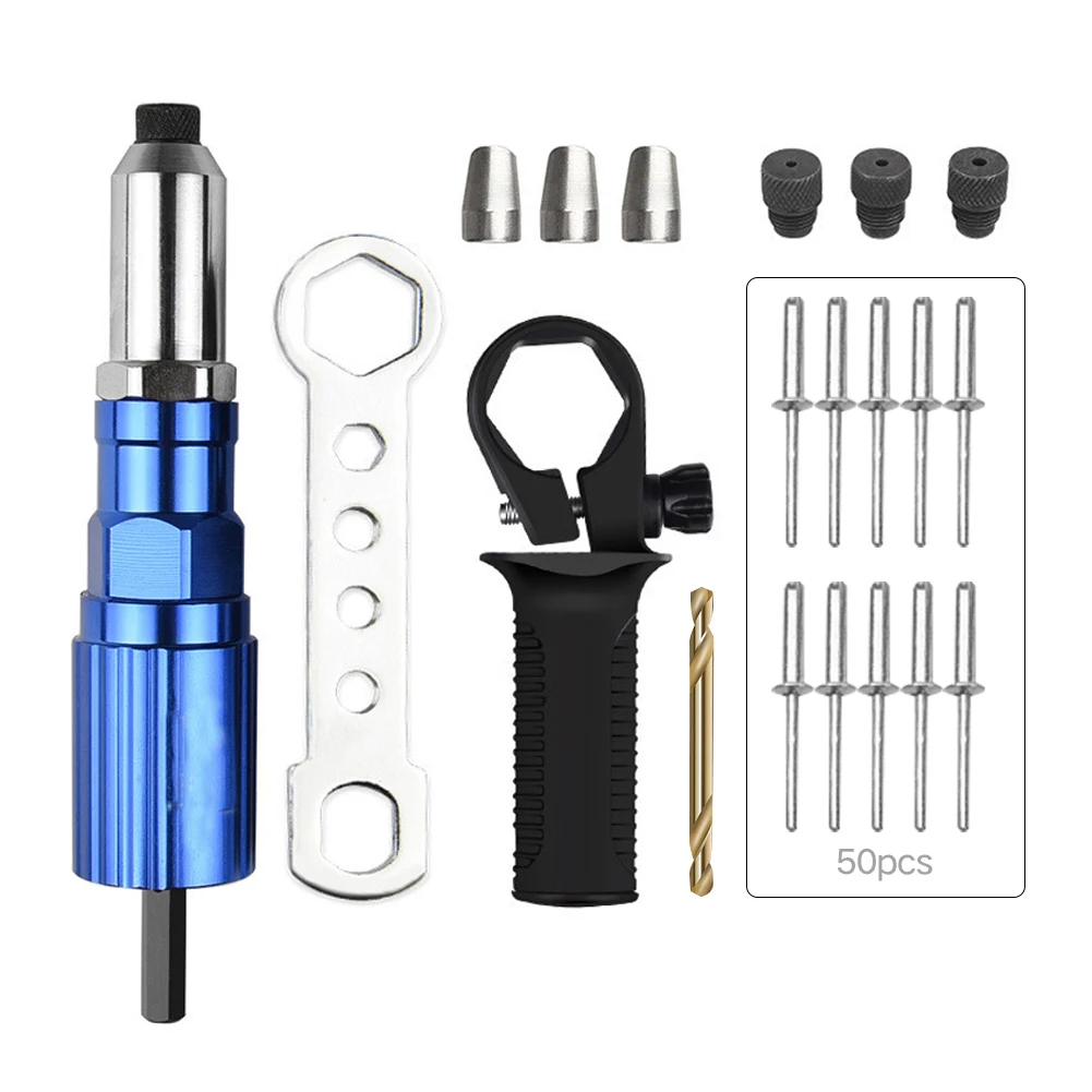 Pistol Paku Keling Listrik 2.4Mm-4.8Mm Adaptor Bor Senapan Paku Keling Alat Memukau Tanpa Kabel Konektor Konversi Alat Tenaga Kacang Masukan