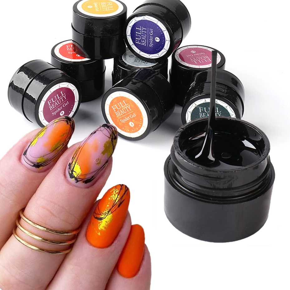 

12pcs Nail Art Spider Gel Polish Black White Pulling Silk Lacquer Graffiti Drawing Paint Varnishes Decorations Manicure NT1615-1