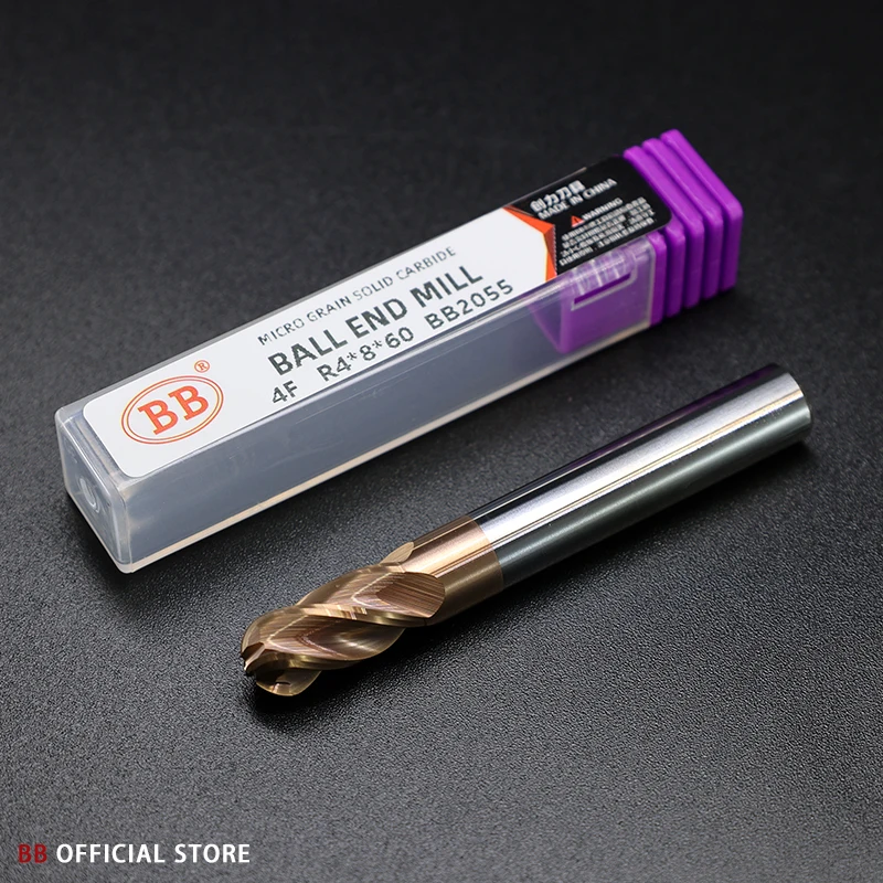 Flauta Bola Nariz Fresa Dentes Carboneto Sólido Cnc Perfil Acabamento Usinagem Raio R0.5-r10 Aço al Cobre Ferramenta de Corte bb