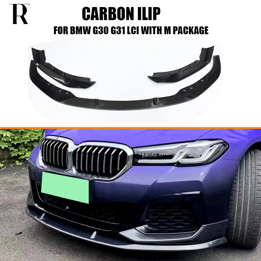 MP Style Carbon Fiber Front Bumper Chin Lip Splitter for BMW G30 G31 LCI 520 530 540 550 With M Package 2020-2023