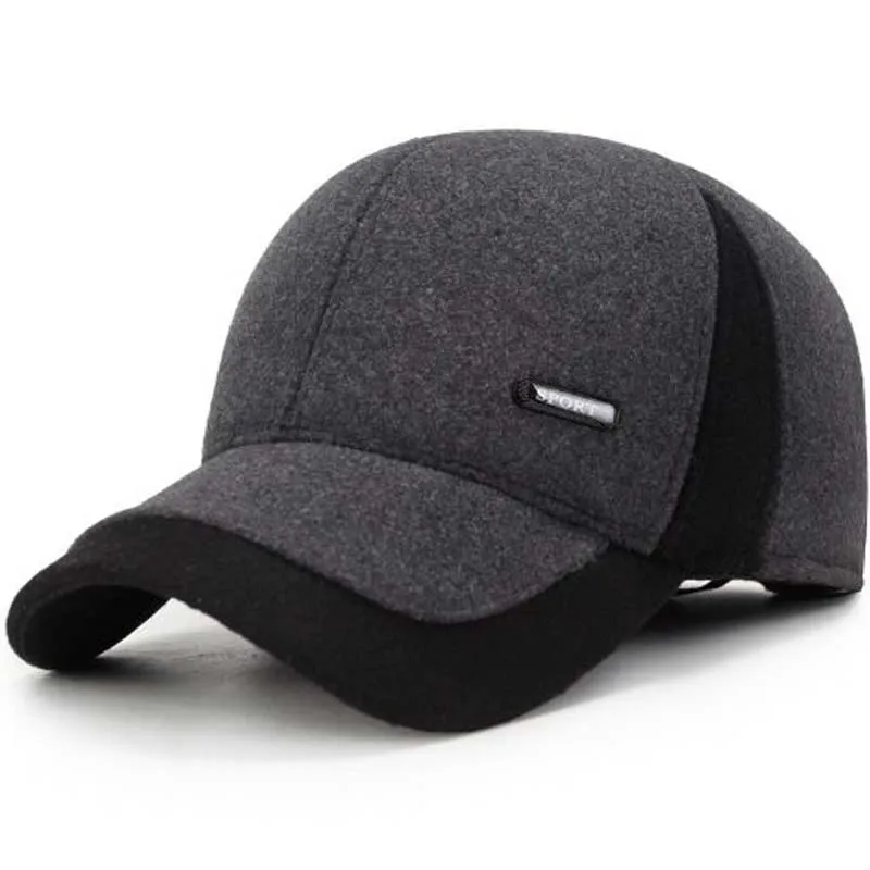 XEONGKVI Autumn Winter Woollen Cloth Baseball Cap Brand Snapback Cotton Bomber Hats For Middle-aged old Men Peaked Cap Casquette