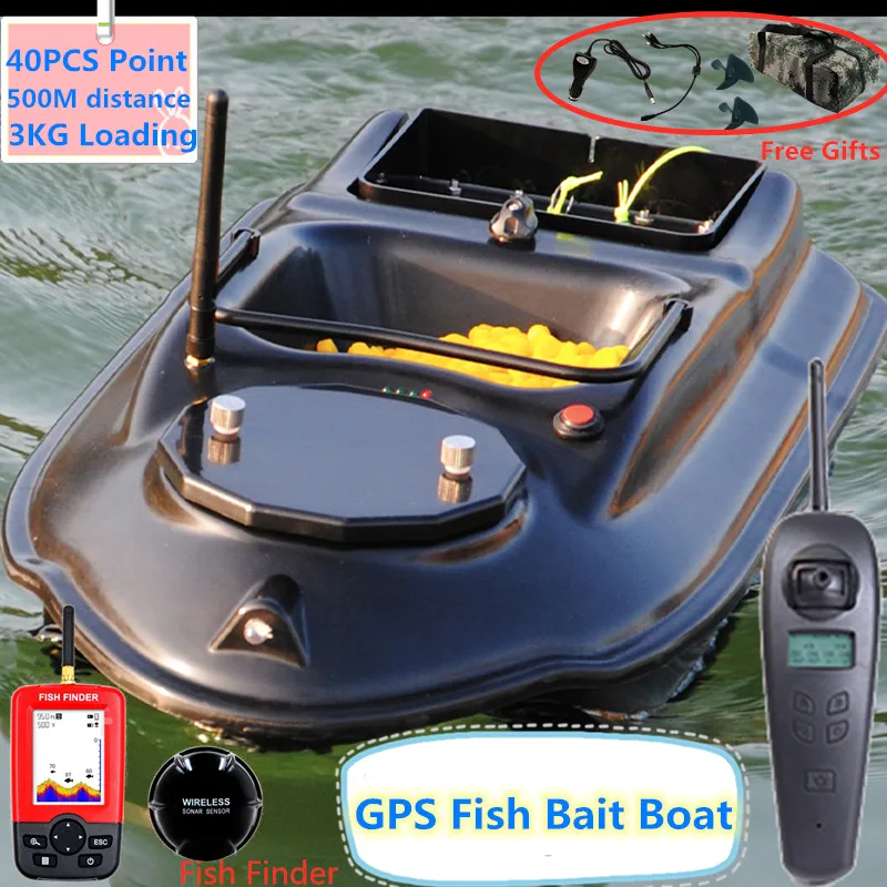 500M 3KG Load 40pcs Point GPS Fishing Bait Boat Auto Cruise Control Navigation GPS Nesting Bait Boat With Fish Finder 53cm Large