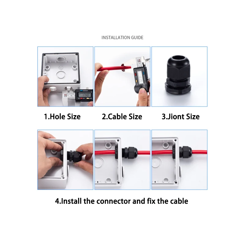 10Pcs Waterproof Cable Gland M8 M12 M16 M20 M25 M32 M40 Gray Plastic Seal Joint M40 M50 M63 Nylon IP68 White Cable Fixing Joint