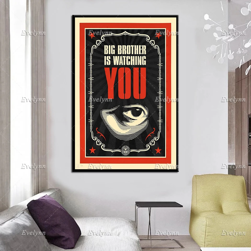 Pop Art,'Big-Brother-is-Watching',Nordic Retro Posters Minimalism Canvas Painting Wall Art Prints Home Decor Canvas Unique Gift