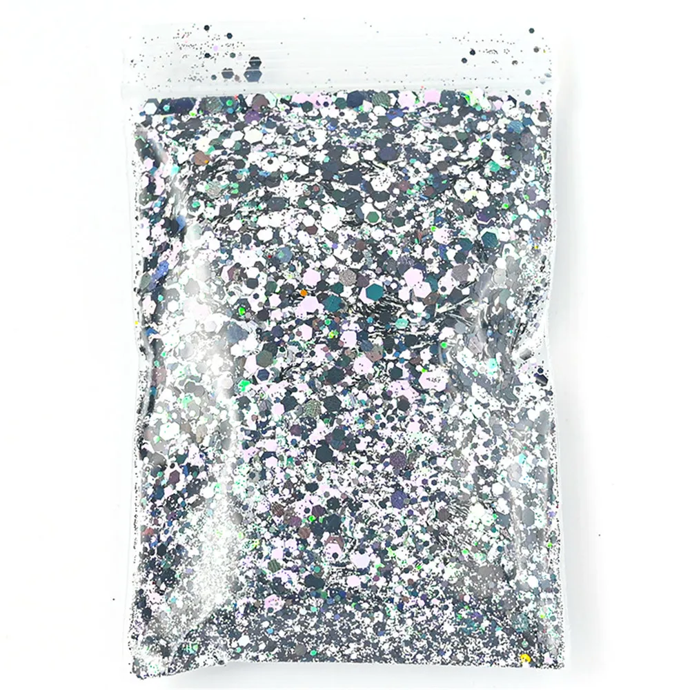 50 g holografischer, gemischter, sechseckiger, klobiger Glitzer, Laser, glitzernd, schillernd, Nagelkunst, Glitzer, Harzscheibe, Flocken, Pailletten, Nageldekoration – Detail 6