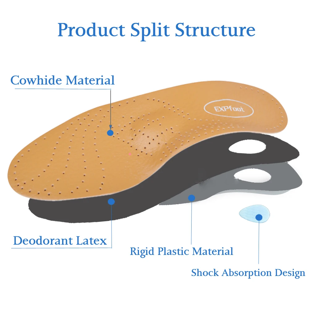 Leather Orthotic Insoles For Flat Feet Arch Support Orthopedic Shoes Sole Insoles For Feet Men Women Children O/X Leg Corrected