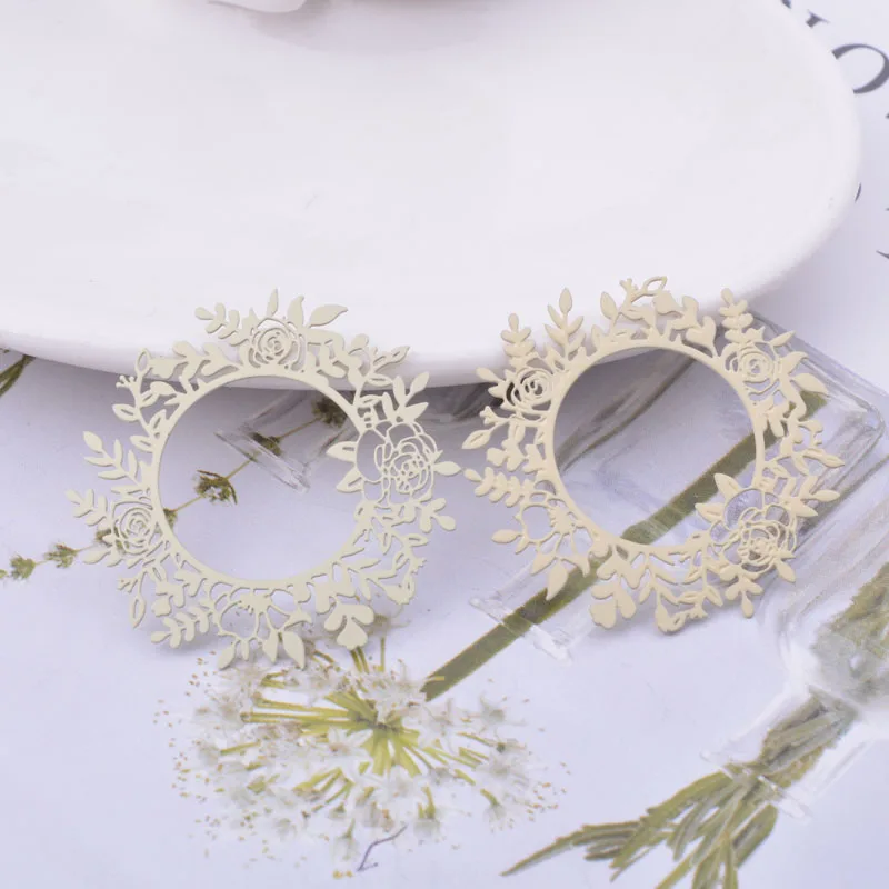 30 Stück AB6635 35*33mm Messing Runde Blumen-Anhänger Ohrring Schmuckzubehör – Detail 10