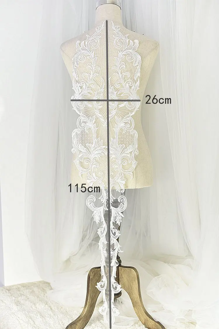 large lace patch floral lace applique embroidery long lace  motifies  wedding dress  DIY lace  patch