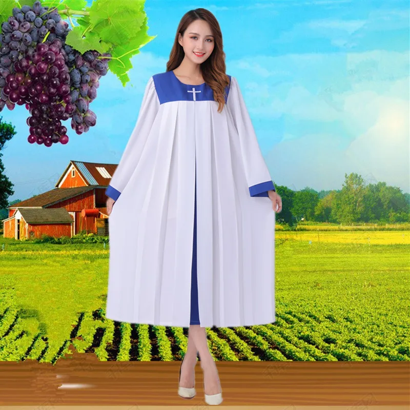 Large Size Christian Church Choir Dress Women Wedding Hymn Holy Garments Christian Sing Jesus Class Service Wear Gown Robe