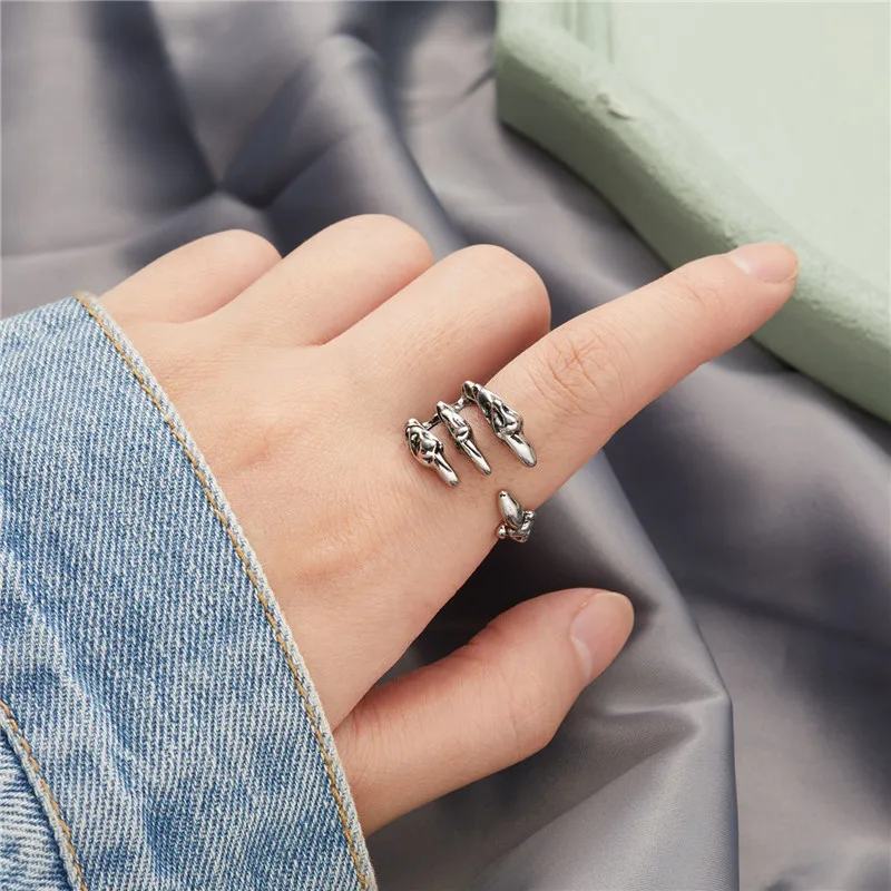 Vintage Chic Katzen-Tier-Knöchelringe für Frauen, Charmante Gothic Punk Frosch-, Hasen-, Oktopus-Offene Fingerringe, Modeschmuck – Detail 25