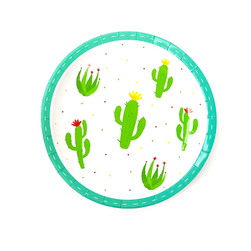 Llama Party Disposable Tableware Cartoon Cactus Alpaca Paper Plates Cups Kids Birthday Party Decoration Baby Shower Supplies - view 3