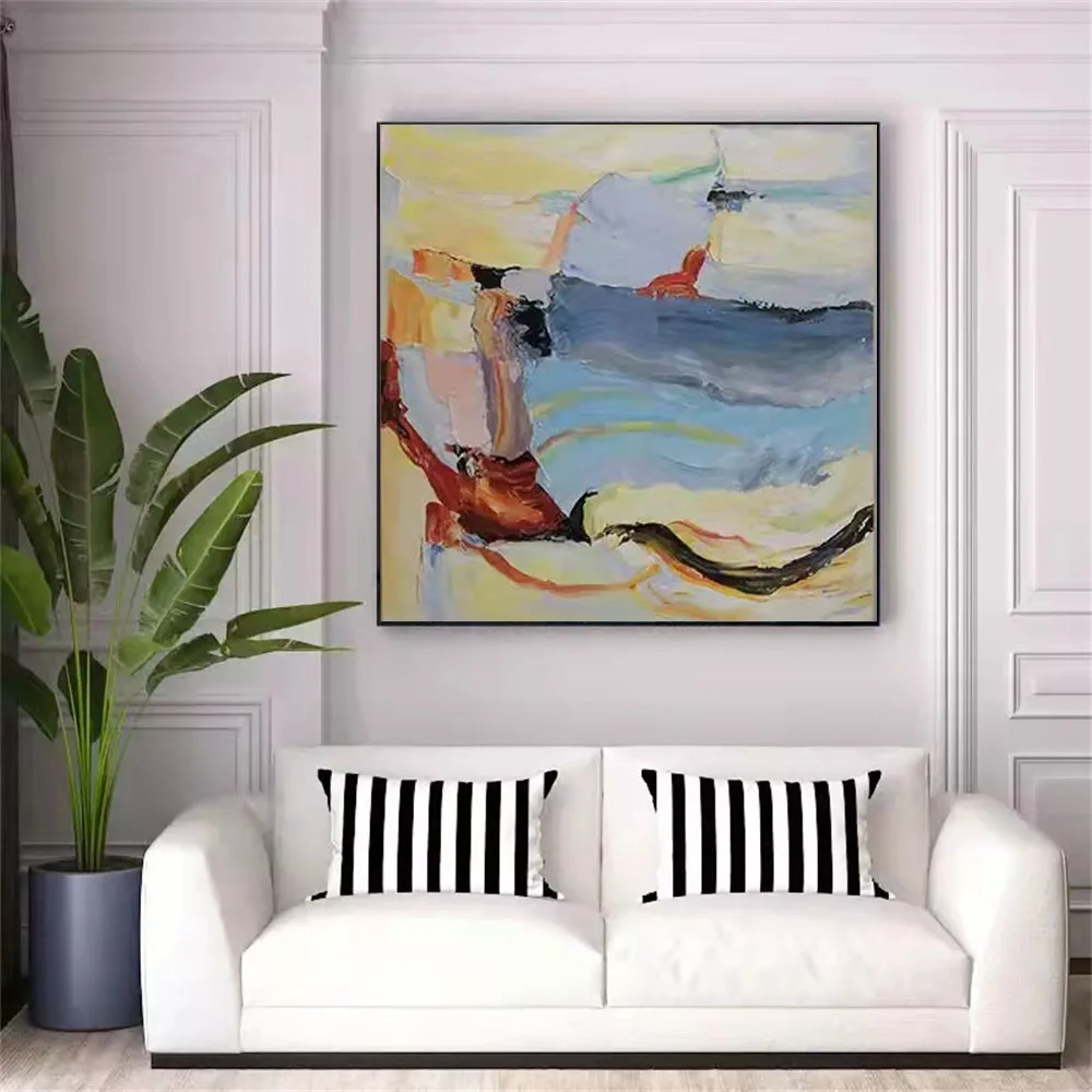 Nordic Canvas Home Decor Morden Abstract Landscape Oil Painting  Sofa Wall Art Manual Colorful Wall Painting For Living Room Art