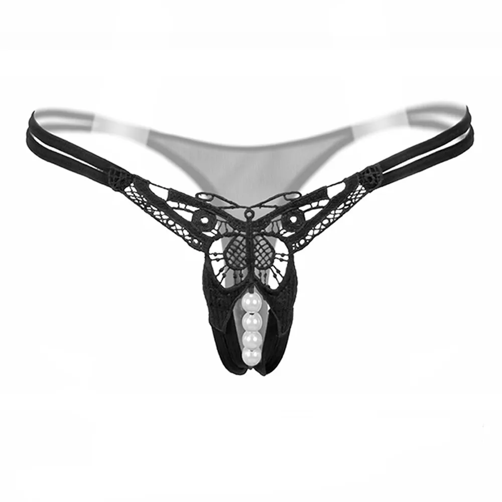 Women\'s Pants Sexy Pearl Temptation Thongs Butterfly Erotic Lingerie G String Crotchless Briefs Panties For Sex 2020