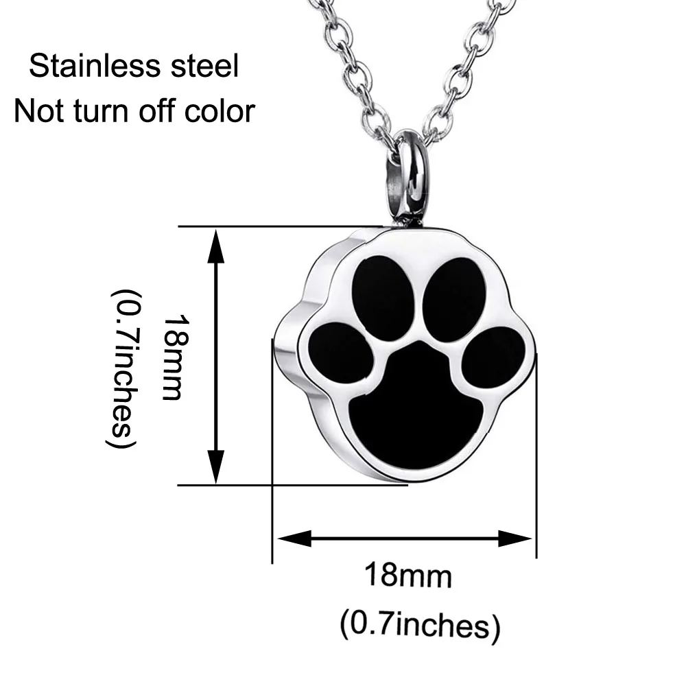 Custom Paw Print Ashes Urn Pendant Necklace for Women Men Stainless Steel Memorial Dog Cat Pet Keepsake Jewelry