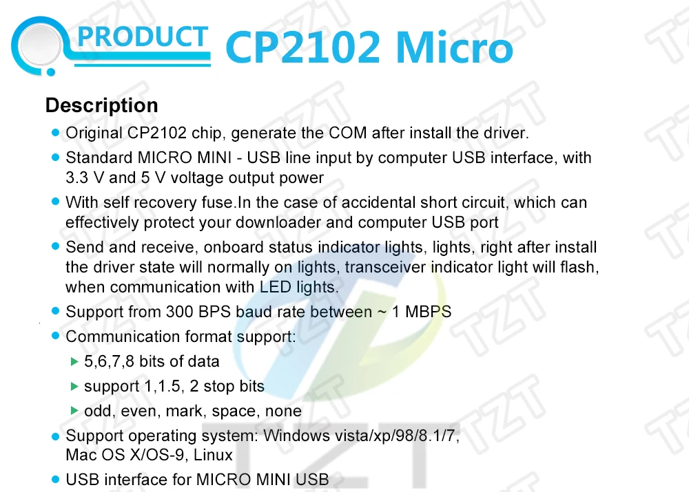 Cp2102 usb 2,0 to uart ttl 5pin stecker modul serieller konverter stc ersetzen ft232 ch340 pl2303 cp2102 micro usb für arduino – Detail 7