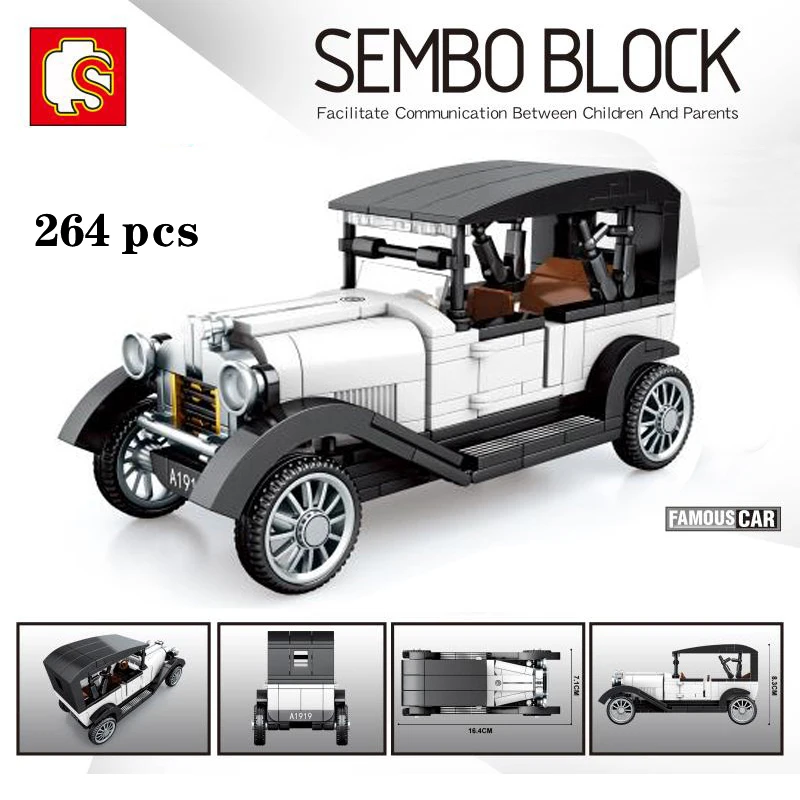 City Mechanical Classic Car MOC Model Bricks  High-Tech Classical Convertible Racing Vehicle Building Blocks Toys For Kid