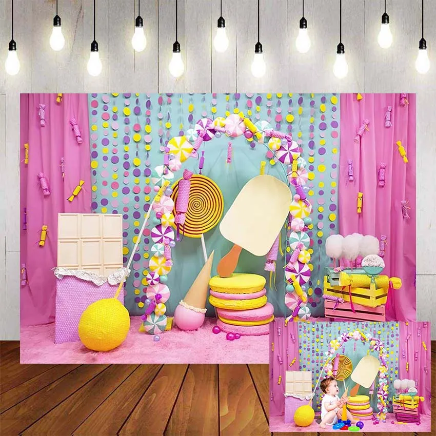 Mehofond Photography Background Girl Colorful candy chocolate Donut Macaron Birthday Newborn Baby Shower Photo Studio Backdrop