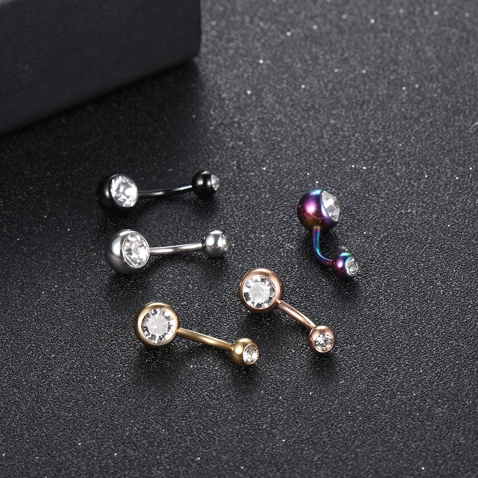 1PC 14G Rhinestone Piercing Navel Surgical Steel Belly Button Rings Navel Piercing Goth Ombligo Ball Nombril