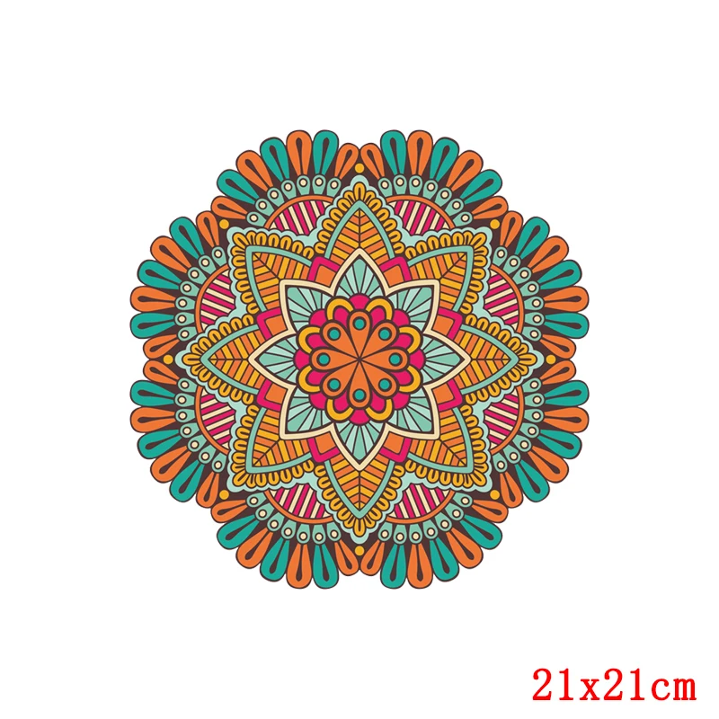 Mandala Flowers Thermo-stickers On Clothes Cartoon Patches On Clothes Iron On Transfers For Clothing Mandala Applique Stickers