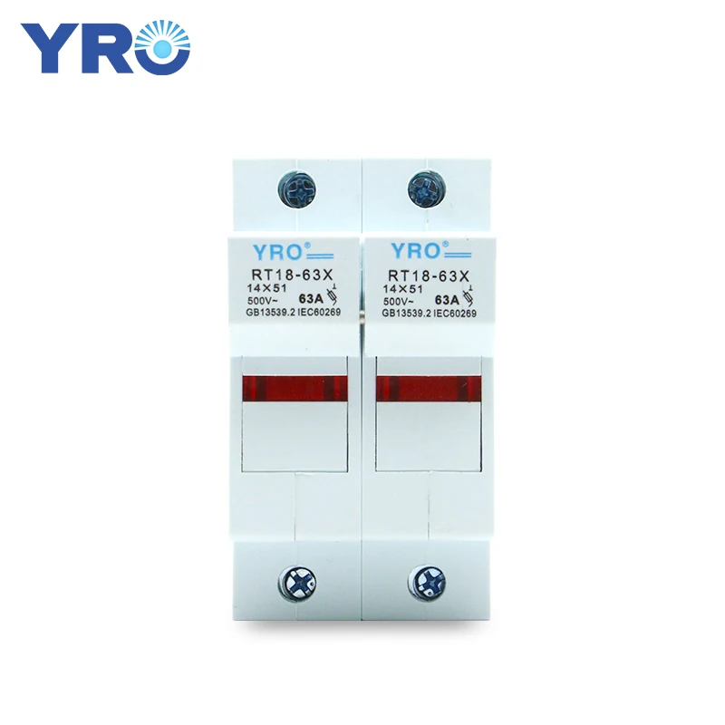 AC 1PC 2P Fuse Base 500V 63A With LED light Matching Fuse 14x51MM R016 only Fuse Base RT18-63X