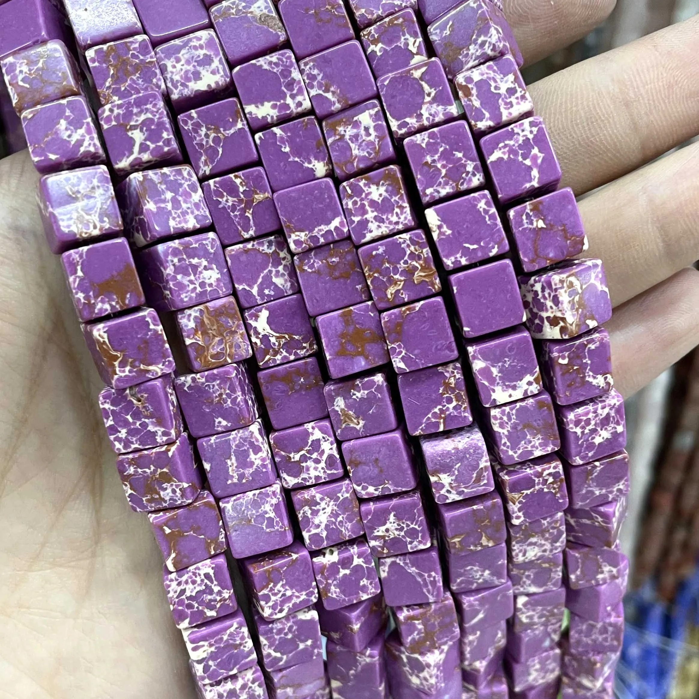 8*8mm Natural Square Agates Tiger Eye Turquoises Amazonite Crystal Jades Stone Beads For Jewelry Making DIY Bracelet Necklace