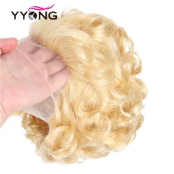 613 Honey Blonde Pixie Cut Lace Wig Short Fumi Curly 13X1 Transparent Part Lace Wigs For Women Cheap Loose Curly Human Hair Wig