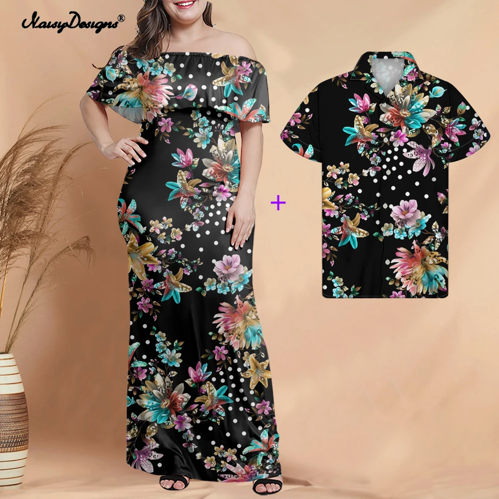 Noisydesigns T Hemd Kleid Frauen Bohemian Floral Frauen Ein-Schulter Mode 2022 Sommer Strand Vestido Femme 4xl 5xl 6xl