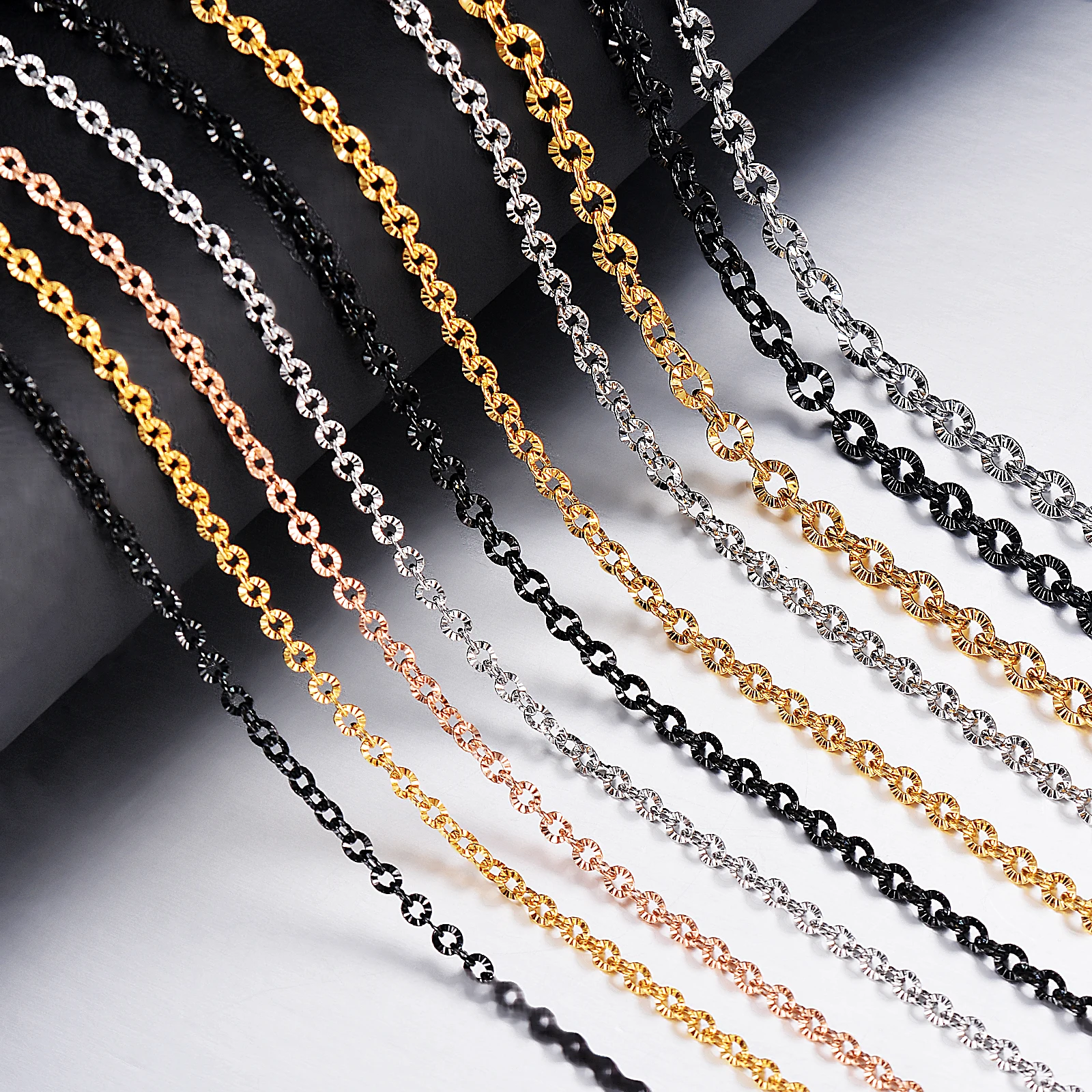 1Pc Women Men O Style Chain Necklace 316L Stainless Steel Link Chain Necklace Jewelry Width 2/2.5/3/4mm