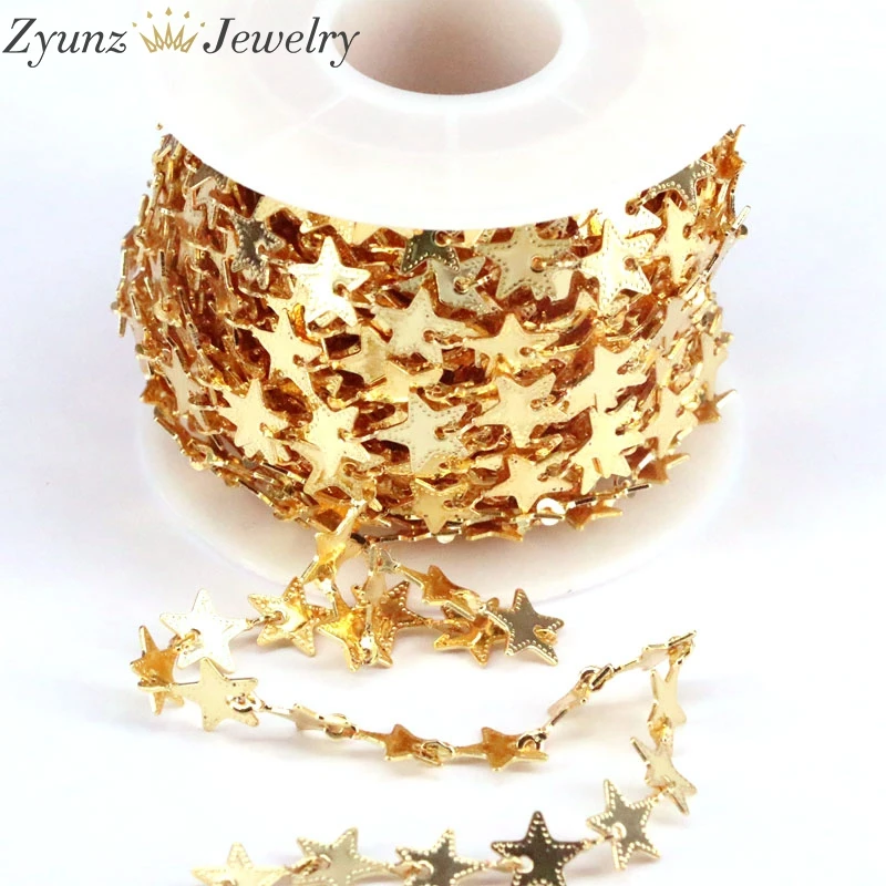 5 Meters, Heart Star Round shape Chains For Jewelry Making, Gold Plated Brass Chain DIY Necklace Bracelet Earrings Accessories