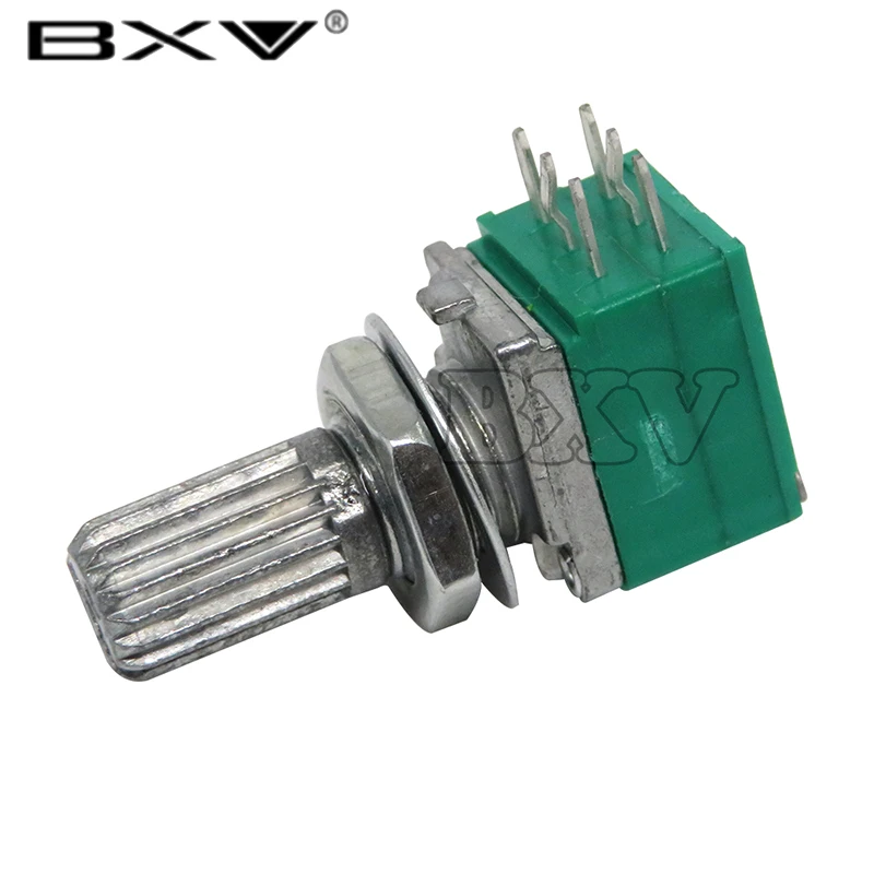 5PCS RK097G RK097 5K 10K 20K 50K 100K 500K B5K With A Switch Audio 6PIN Shaft 15mm Amplifier Sealing Potentiometer Green