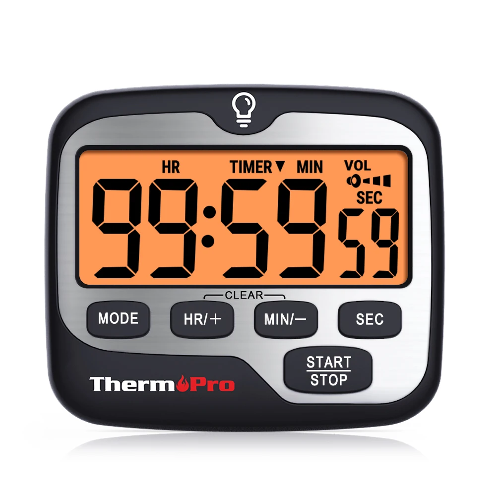 ThermoPro TM01 Digital Cooking Kitchen Timer With Large Backlight Display Countup Countdown and Clock Function