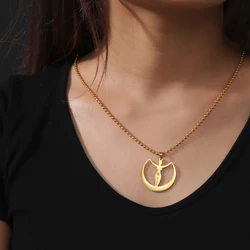 Dawapara Mythology Moon Goddess Amulet Necklace Stainless Steel Fertility Talisman Pegan Goddess Mother Earth Jewelry