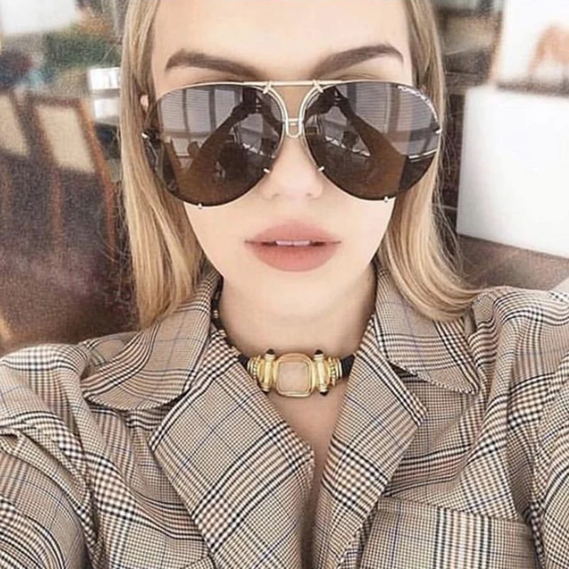 2025 New Fashion Pilot Sunglasses Women Oversized Luxury Sun Glasses For Female Cool Mirror Vintage Lady Gradient Shades UV400