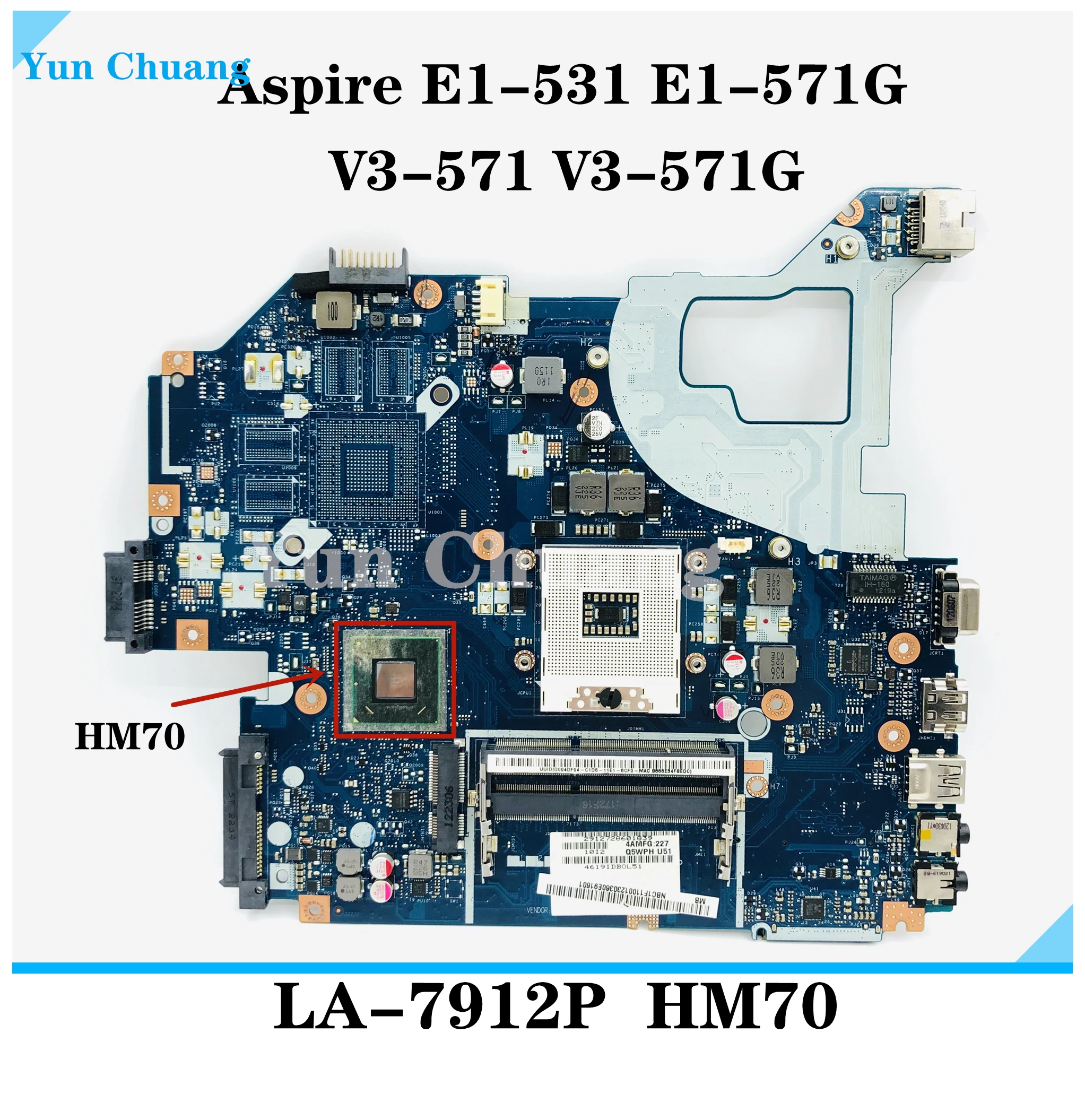 

Q5WVH LA-7912P для Acer Aspire E1-571G V3-571G E1-531 Материнская плата ноутбука NBC1F11001 HM70/HM76 DDR3100 % протестирована