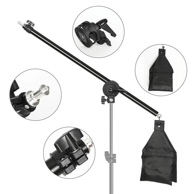 Photo Studio Kit Tripod Light Stand Cross Arm With Weight Bag Photo Studio Accessories Extension Rod 53 -133CM Backdrop Stand