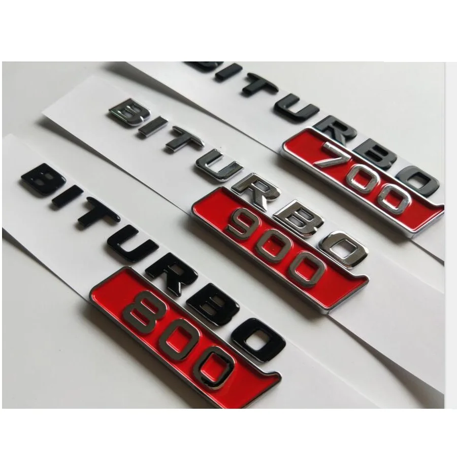 Chrome Black Fender Number BITURBO 700 800 900 Emblems BITURBO800 BITURBO700 BITURBO900 Badges 2pcs for BRABUS G900 G800 G700