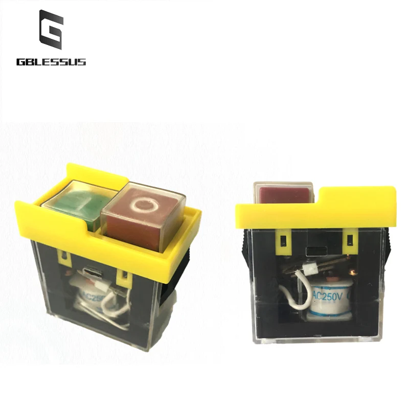 1PCS Electrician Switch KJD6 Self-locking AC220V Electromagnetic Start Button Machine Tool Accessories IP54 Waterproof Magnetic