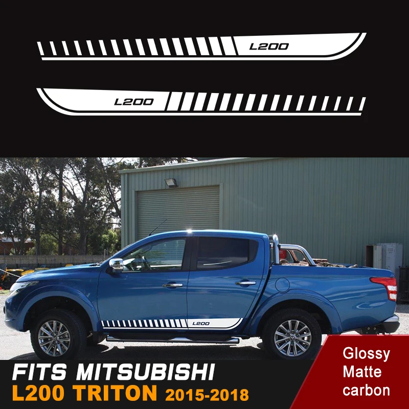 2 Pcs body side waist gradient styling racing graphic vinyl car stickers fit for mitsubishi l200 triton 2015 2016 2017 2018 2019