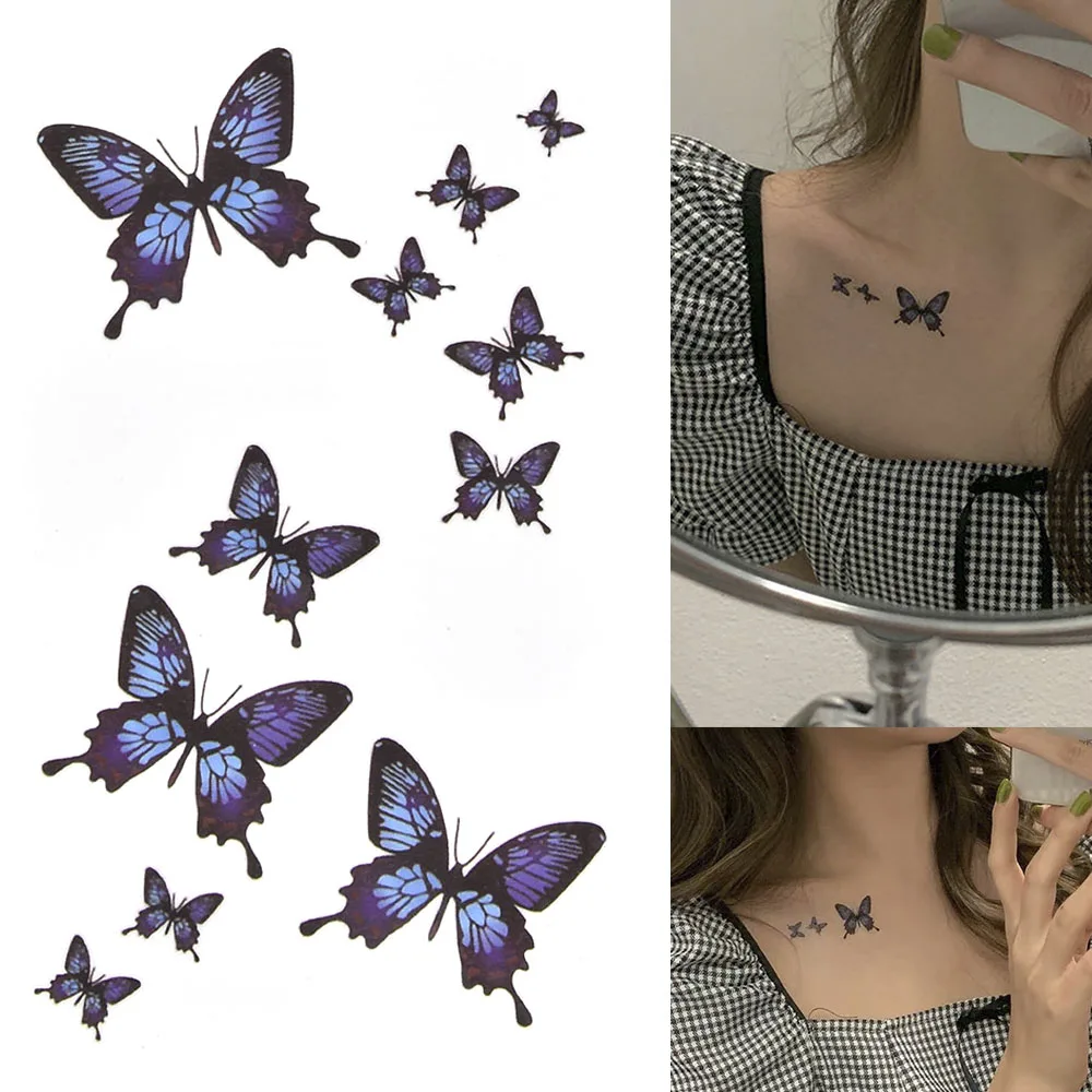 

Small Waterproof Temporary Tattoo Sticker Butterfly Fake Tatto Flash Tatoo Leg Arm Hand Foot Clavicle Tatouage for Girl Women