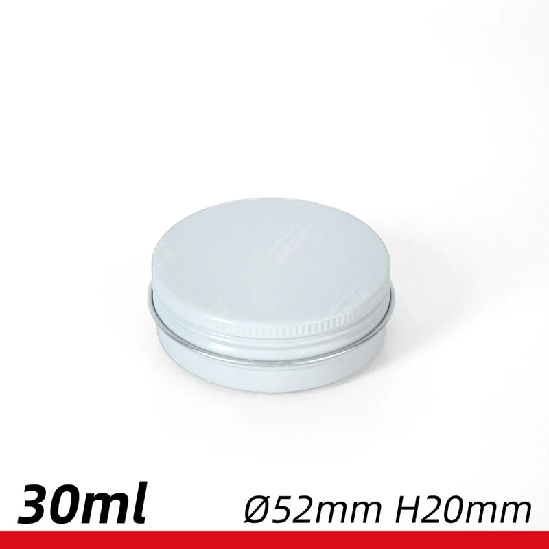 30pcs/lot Multi-specification WHITE elegant aluminum boxs Aluminium cans with round thread 10ml-250ml Aluminium jars