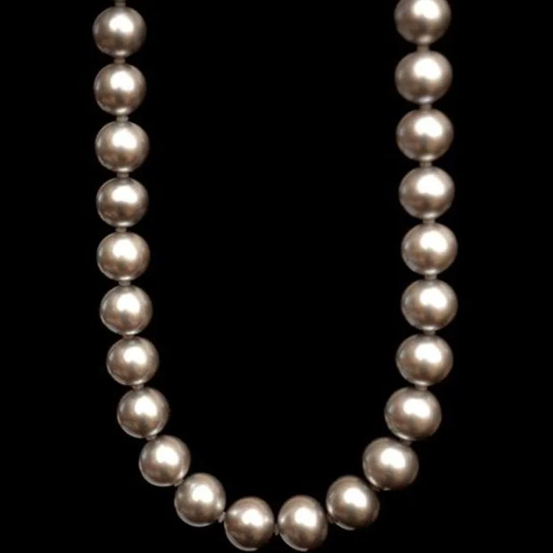 

Huge 18"11-12mm freshwater genuine silver gray round pearl necklace 925silver